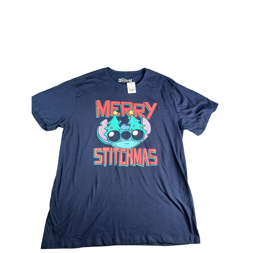 NEW Disney Stitch Christmas Shirt Mens XL Blue Merry Stitchmas Tee NWT